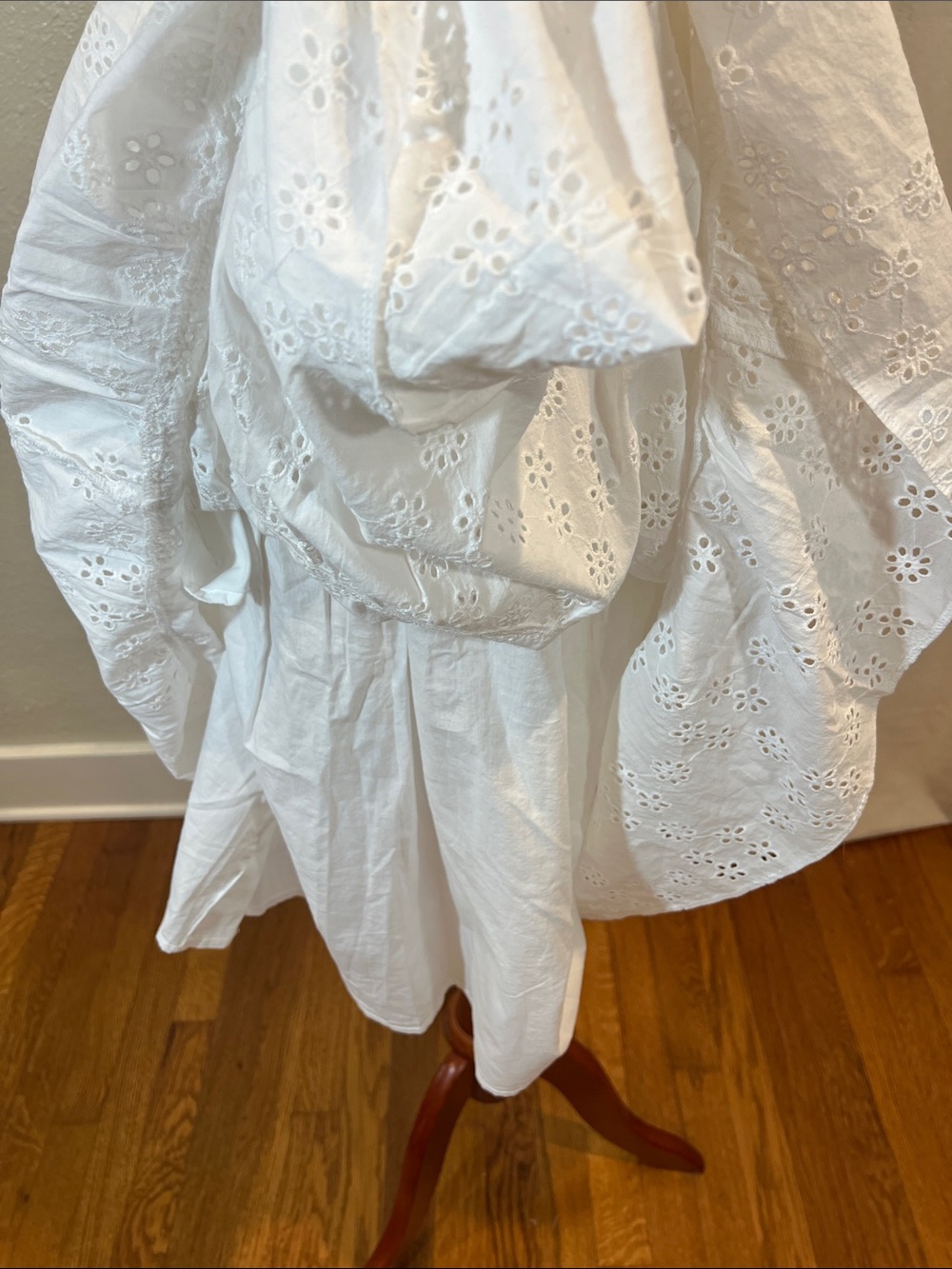 Quince Cotton White Eyelet Smocked Maxi Dress with Ruffle Straps. Size M. NWT - Picture 8 of 8